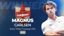 Magnus Carlsen, Hans Niemann Win Titled Tuesday